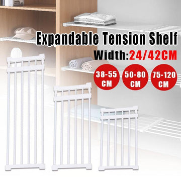 No Drill Adjustable Expandable Closet Shelf Rack for Cabinet and Wardrobe