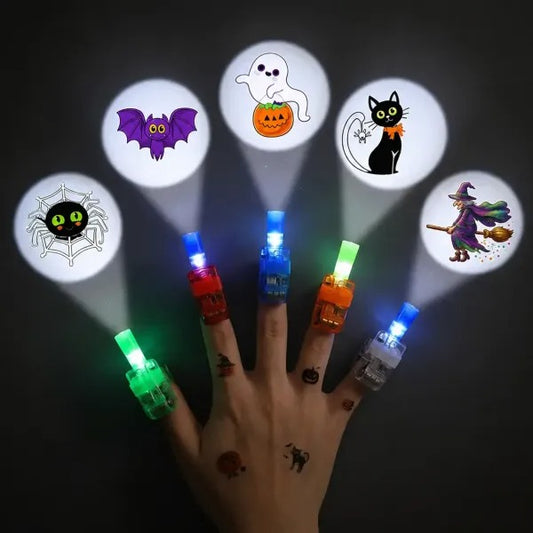 Halloween LED Finger Projector Rings 🎃